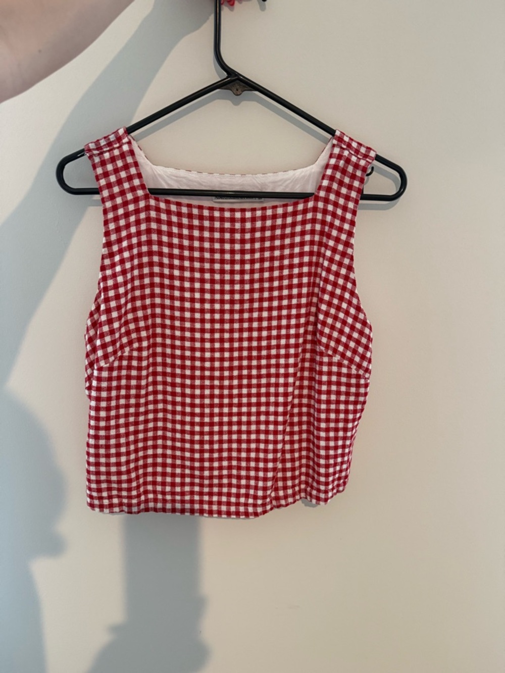 Abercrombie & Fitch Red and White Gingham Crop Top